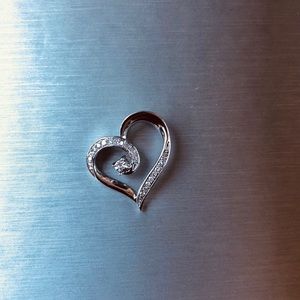 NEW Diamond Heart Pendant in Sterling Silver